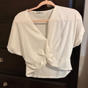 Zara White Knotted Blouse